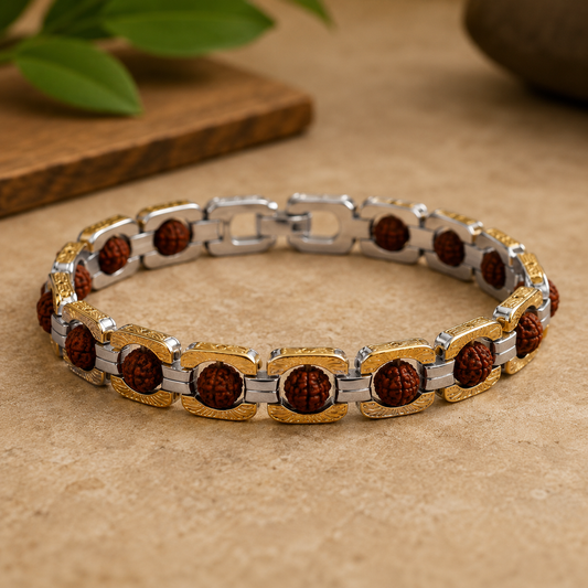 Gold Plated DuoTone Rudraksha Bracelet
