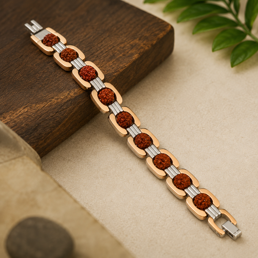 Gold Plated DuoTone Rudraksha Bracelet