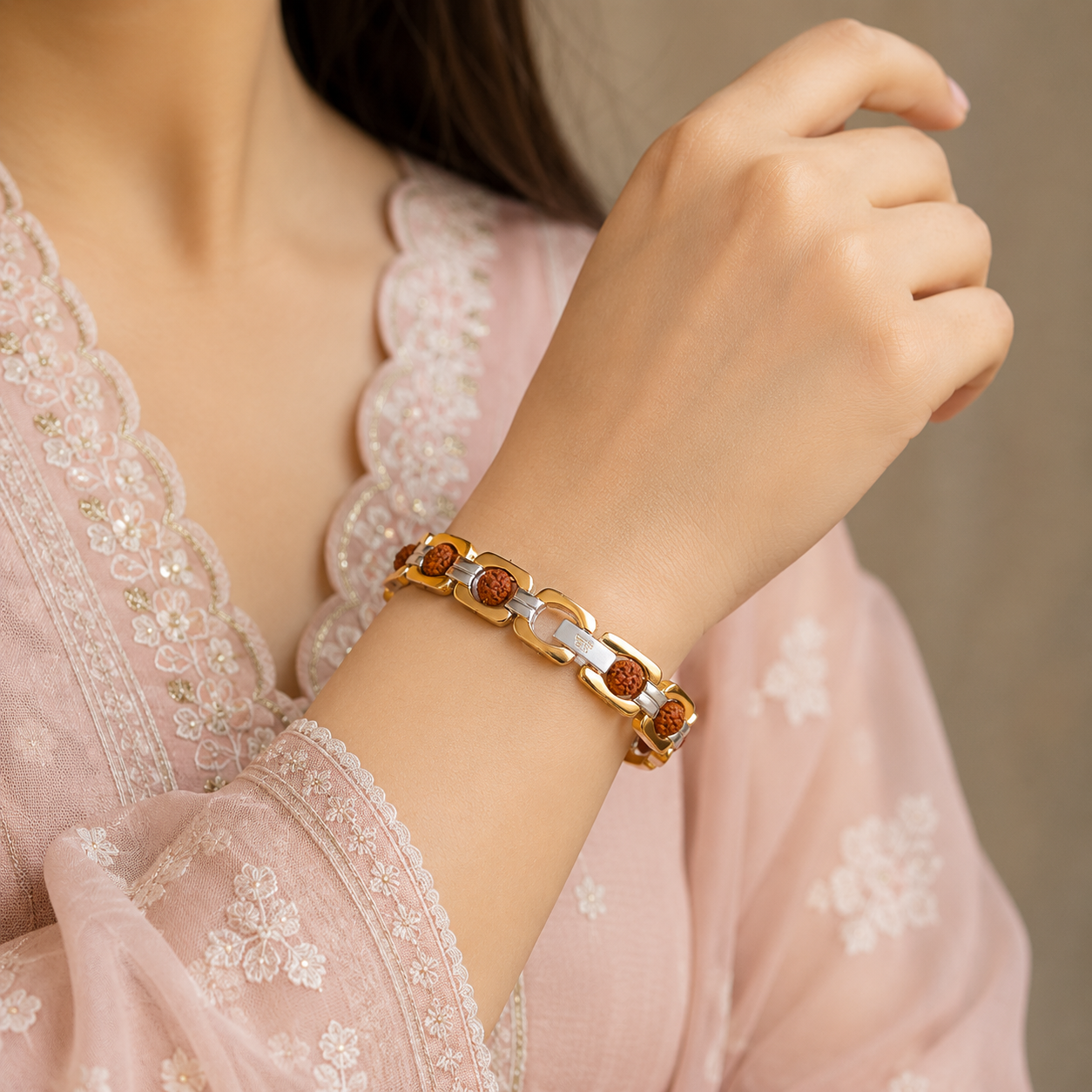Gold Plated DuoTone Rudraksha Bracelet